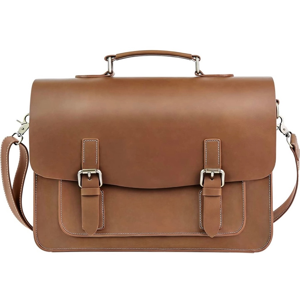 Unisex Messenger Bag PU Leather Laptop Briefcase Satchel Shoulder Bag